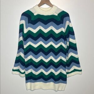 Hyacinth House Aqua Wavy bell sleeve Beatriz mini dress NWT*